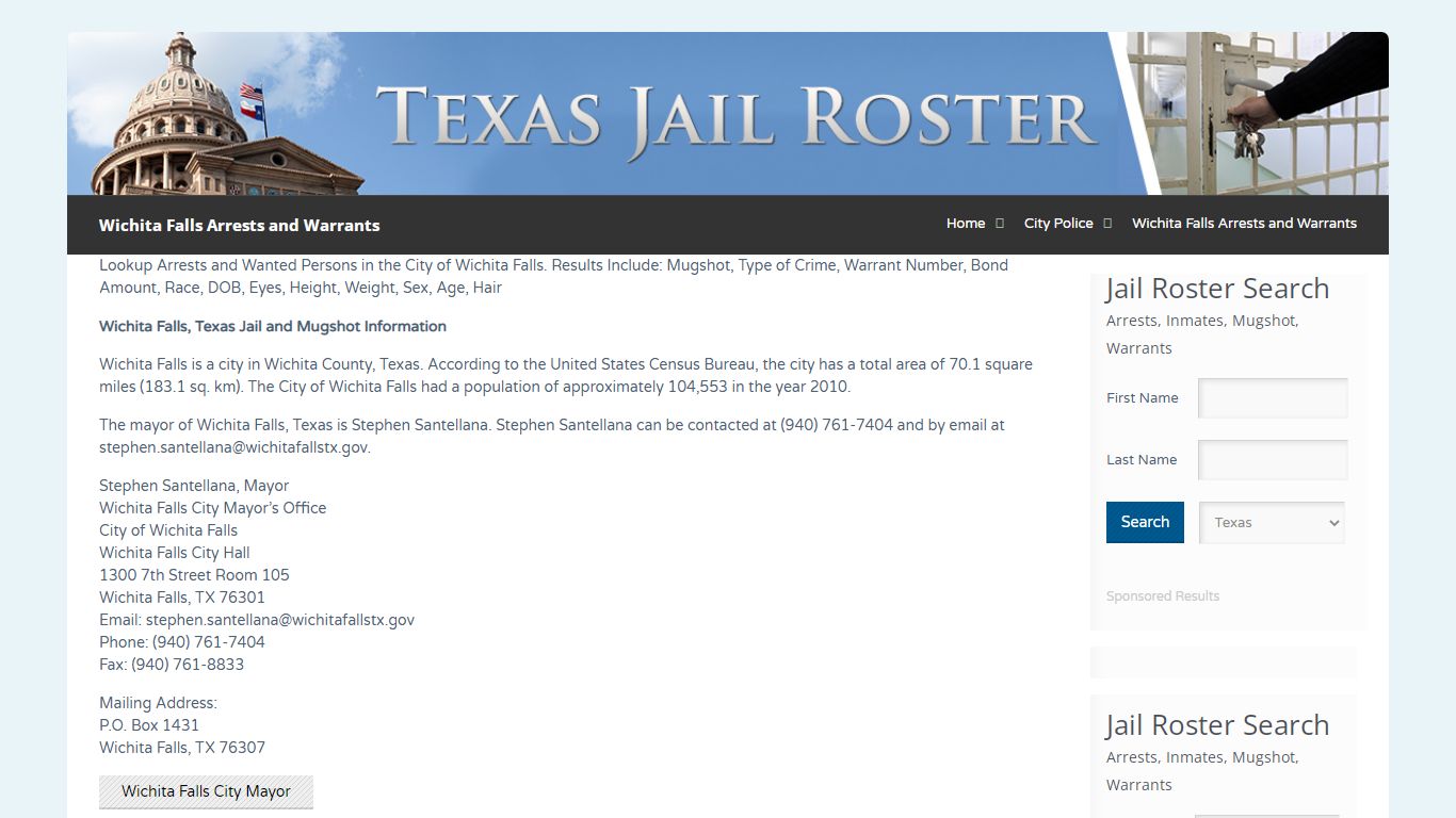 Wichita Falls Arrests and Warrants | Jail Roster Search