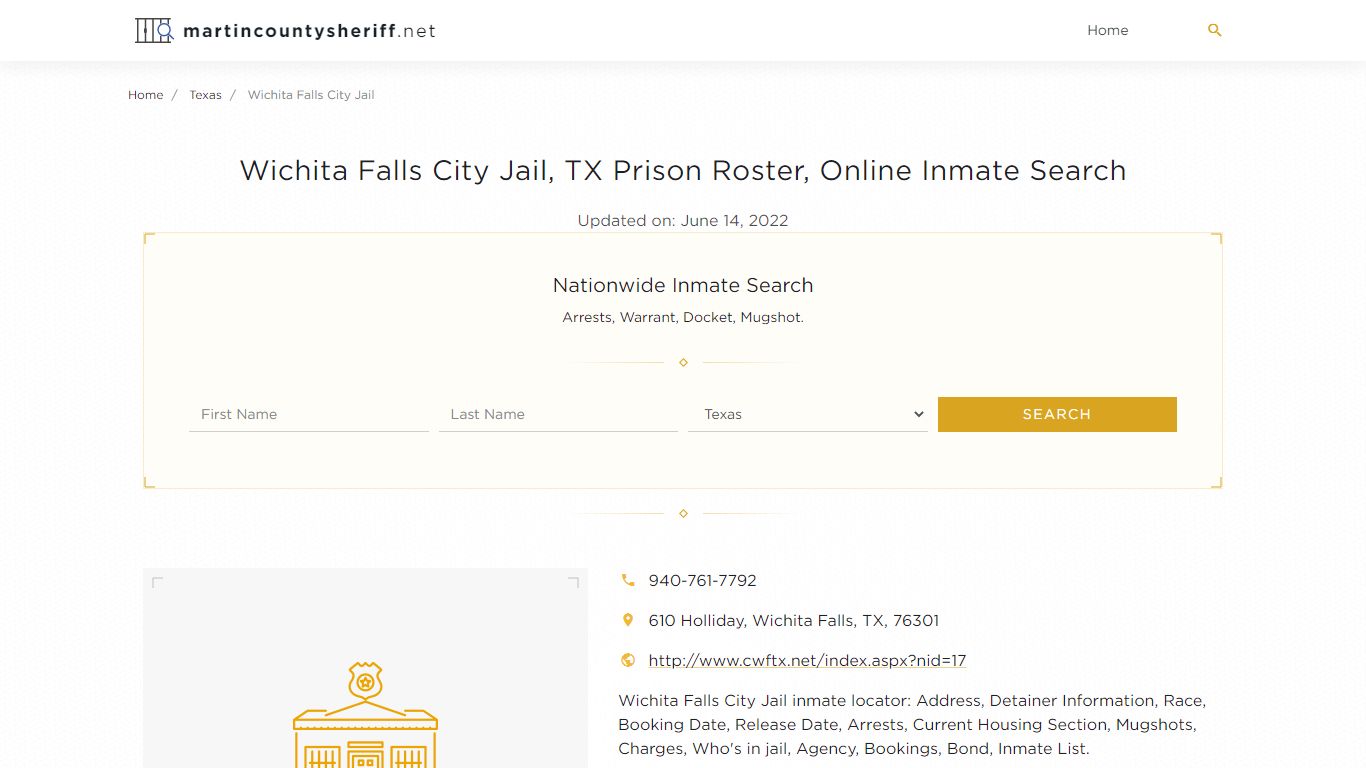 Wichita Falls City Jail, TX Prison Roster, Online Inmate ...